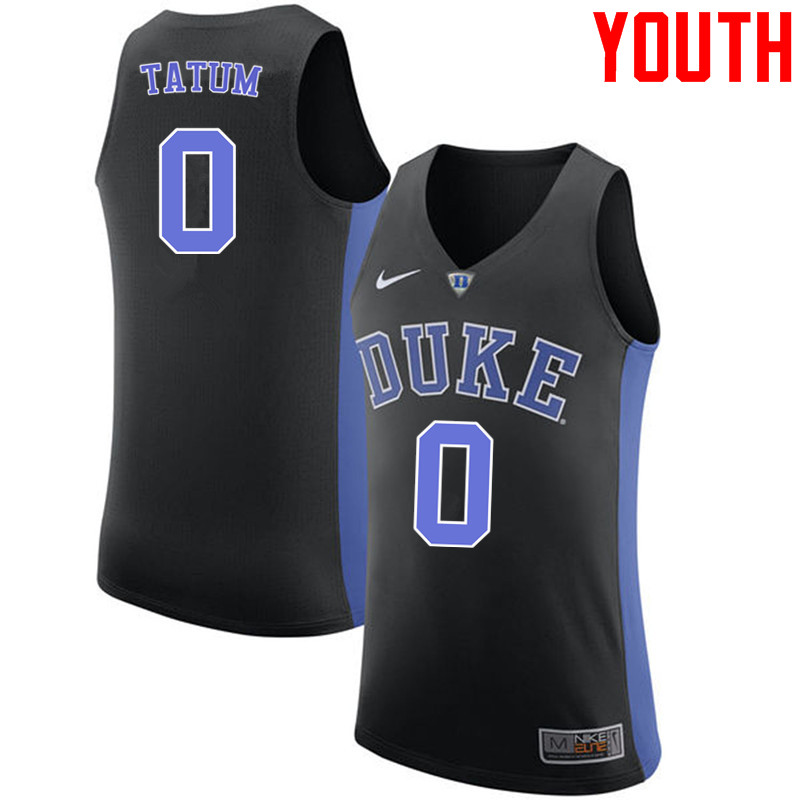 Youth #0 Jayson Tatum Duke Blue Devils College Basketball Jerseys-Black - Click Image to Close